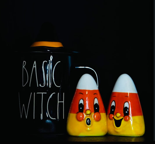Candy Corn Salt & Pepper Shaker Set By Johanna Parker *Imperfect* In Stock Now