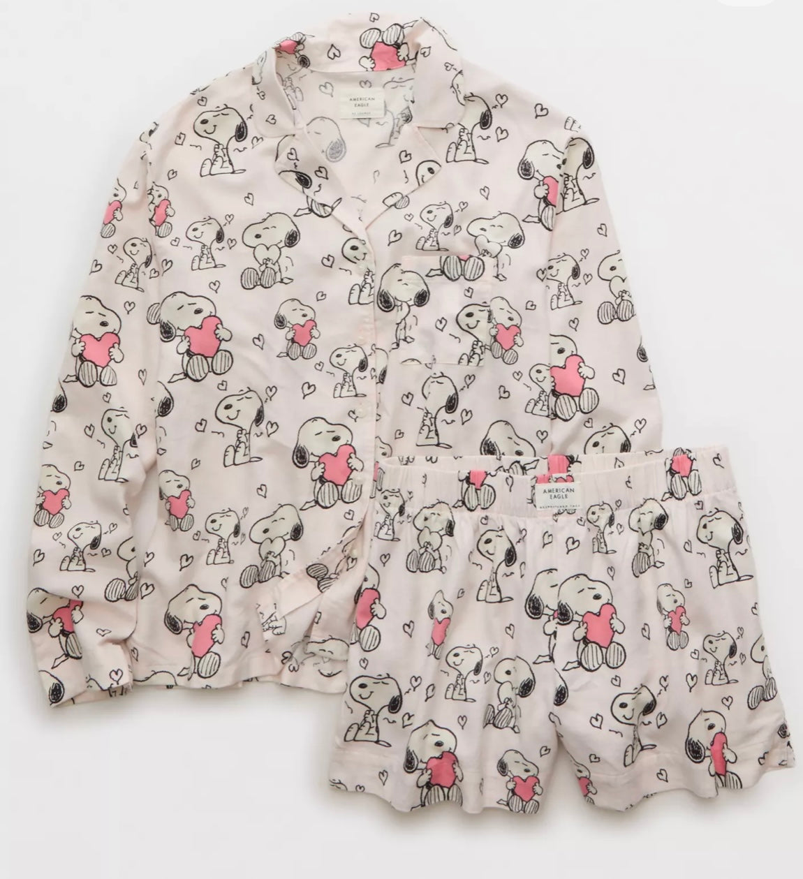 American Eagle Valentine Blush Pink PJ Set