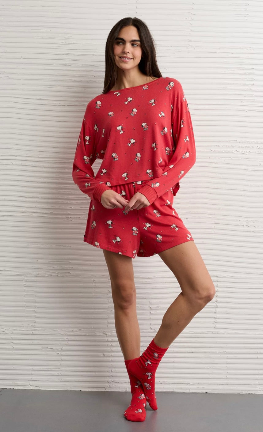 American Eagle Valentine Plush PJ Set