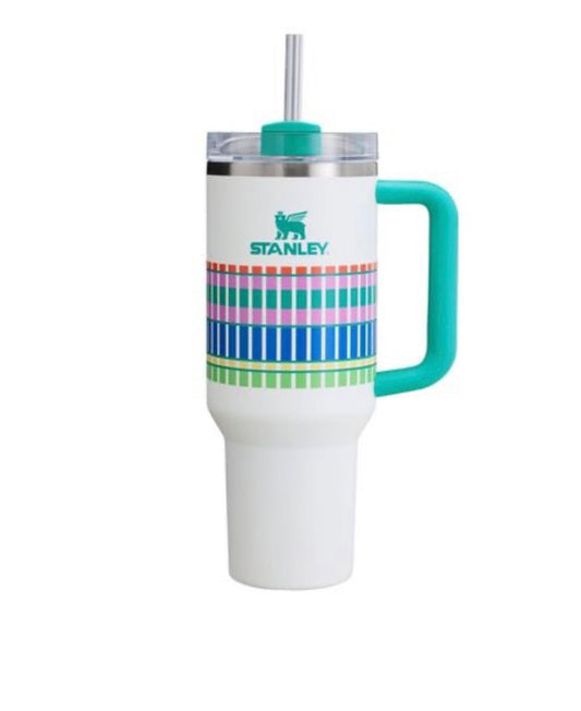 Summer Plaid Stanley 40oz Stainless Steel H2.0 FlowState Quencher Tumbler In Stock Now